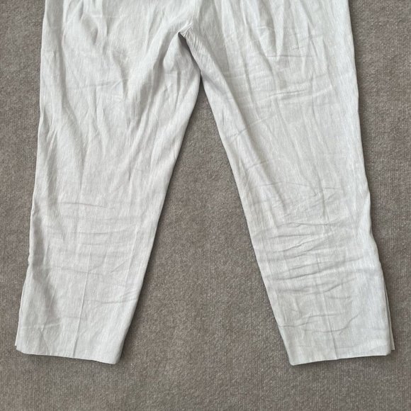 J Jill Pants Womens Medium Petite Light Grey Cropped Linen Stretch Button Detail - Picture 13 of 13